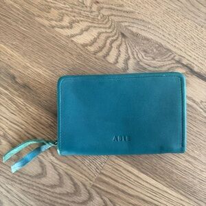 Able Teal Leather Zip Up Wallet